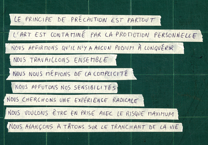 Manifeste, Carton d'invitation pour l'exposition Sans Préméditation au centre d'art PAssages de Troyes, 2008, Collectif CLARA